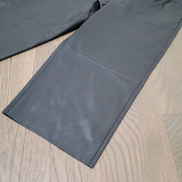 🆕 Zara Faux Leather Wide Pleated Elastic Belted Waist Culottes in Black - Picture 4 of 11